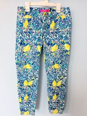 Lilly Pulitzer Kelly Skinny Ankle Pants Zest For Life Lemon Print Size 4
